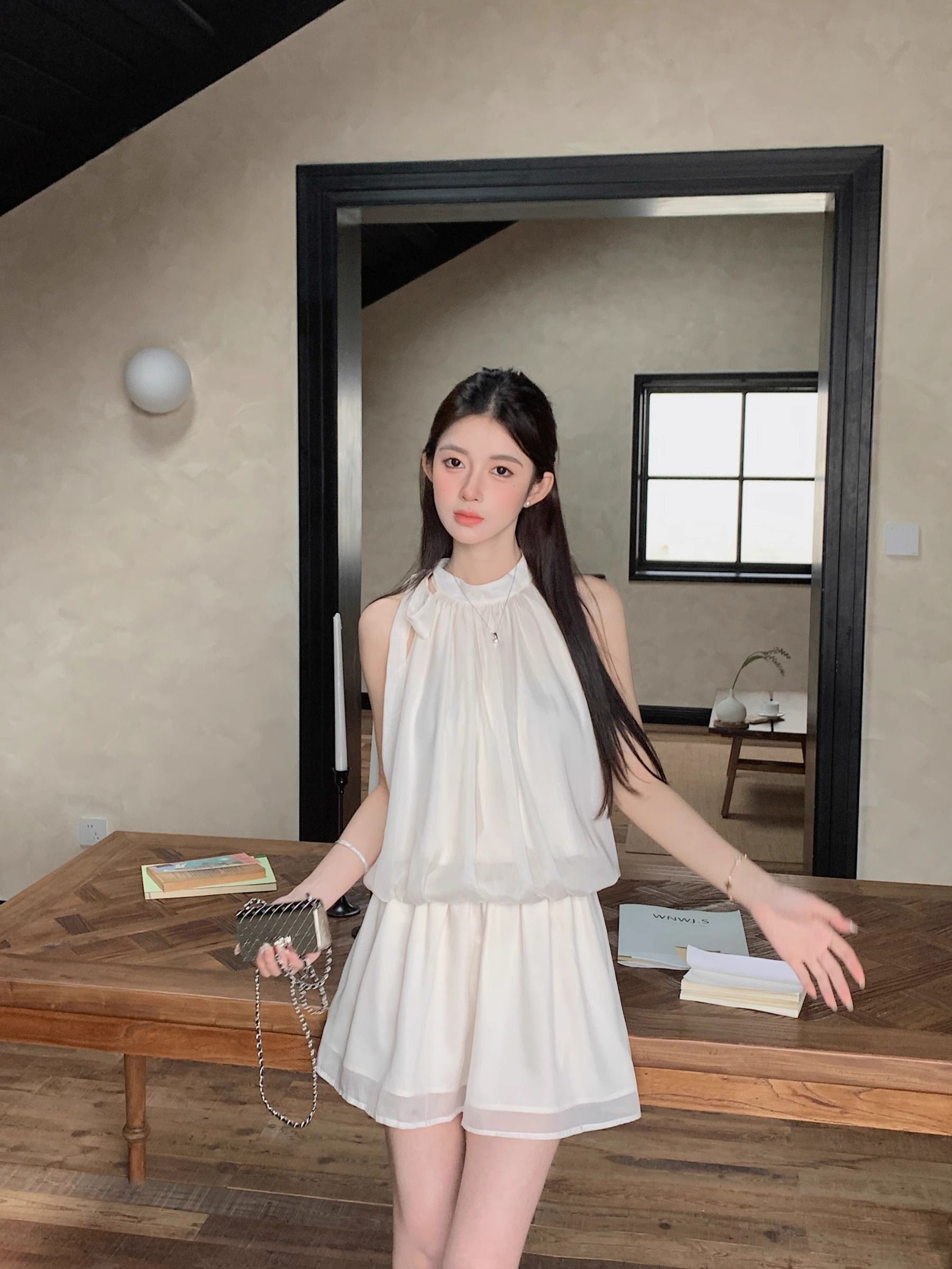 The beach vacation style small man halter neck sleeveless suspender dress popular skirt this year 2025 summer