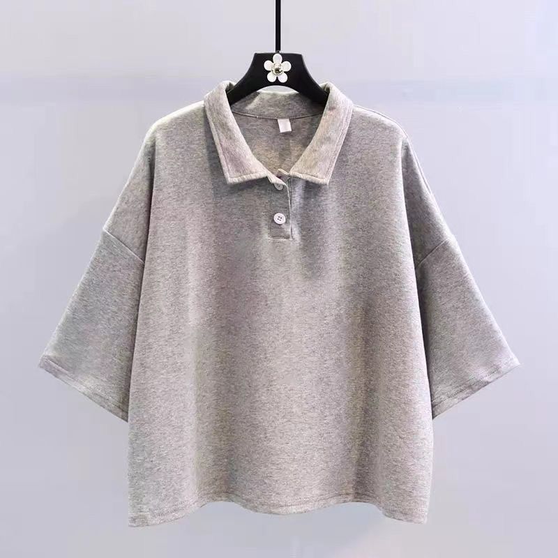 短款翻領Polo衫短袖t恤女25夏季新款寬鬆百搭設計感顯瘦上衣