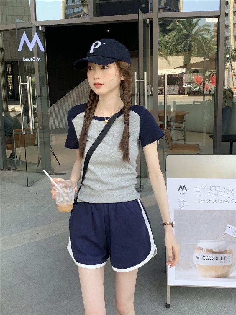 運動套裝女夏季學生韓版寬鬆時尚短袖短褲休閒跑步服兩件套