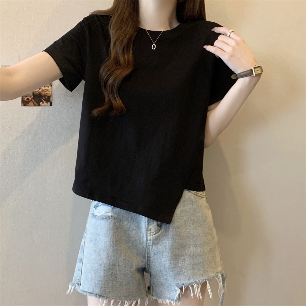 Real shot #21 pure cotton 200g 100% cotton short-sleeved T-shirt for women's design niche