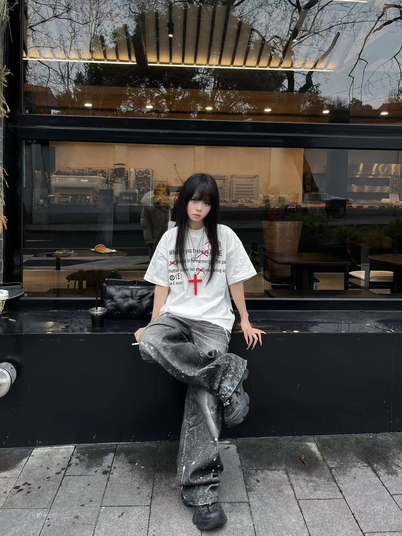 High-quality pure cotton 200g 100% cotton combed tight high-quality workmanship front and rear printing short-sleeved T-shirt for women