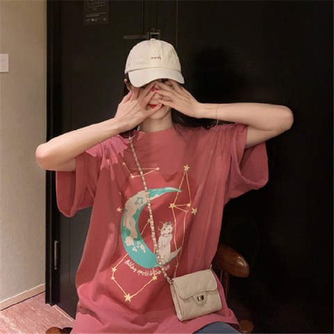 New summer large-size women's clothing loose and cute age-reducing short-sleeved Korean style fashionable and versatile knock-out T-shirt that looks white