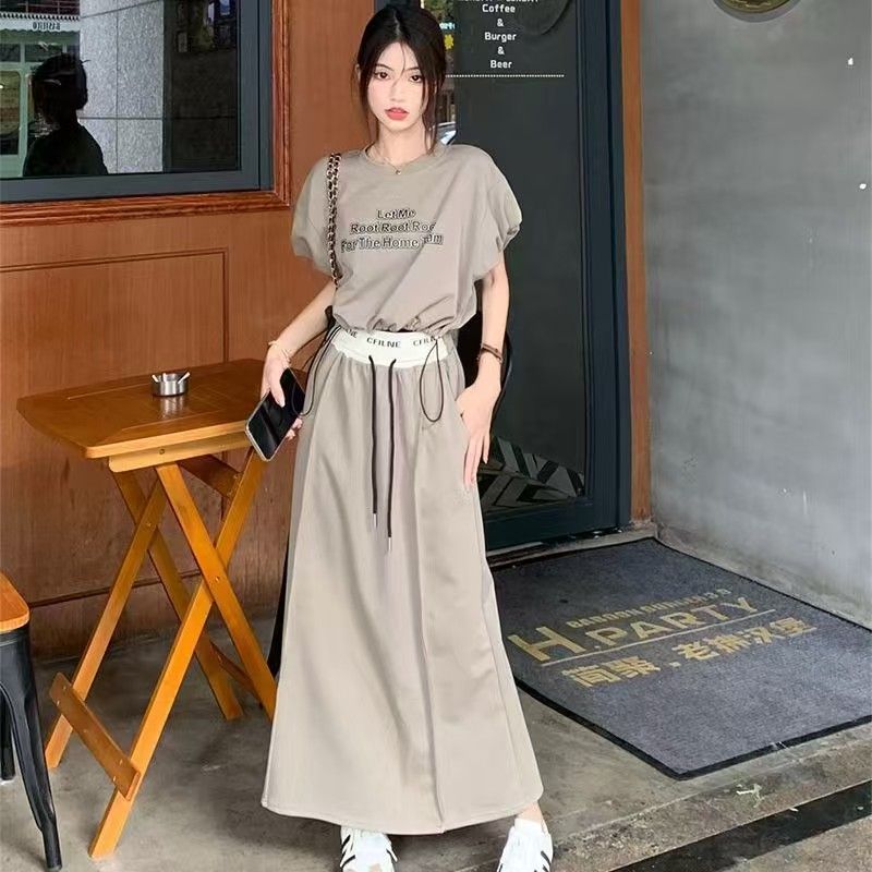 鹽系炸街運動套裝裙女夏季高級感減齡時尚休閒短袖半身裙兩件套潮