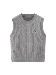 韓系溫柔設計感小狗麻花針織馬甲男女春秋奶fufu軟糯百搭背心上衣