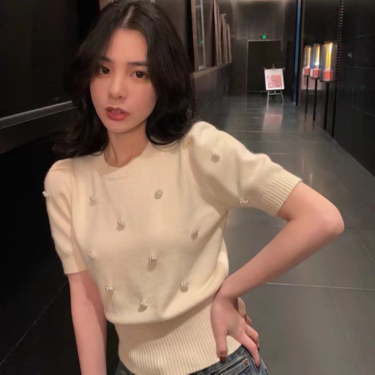 冰絲針織衫2025新款夏設計感小眾時尚洋氣外穿短款t恤上衣女薄款