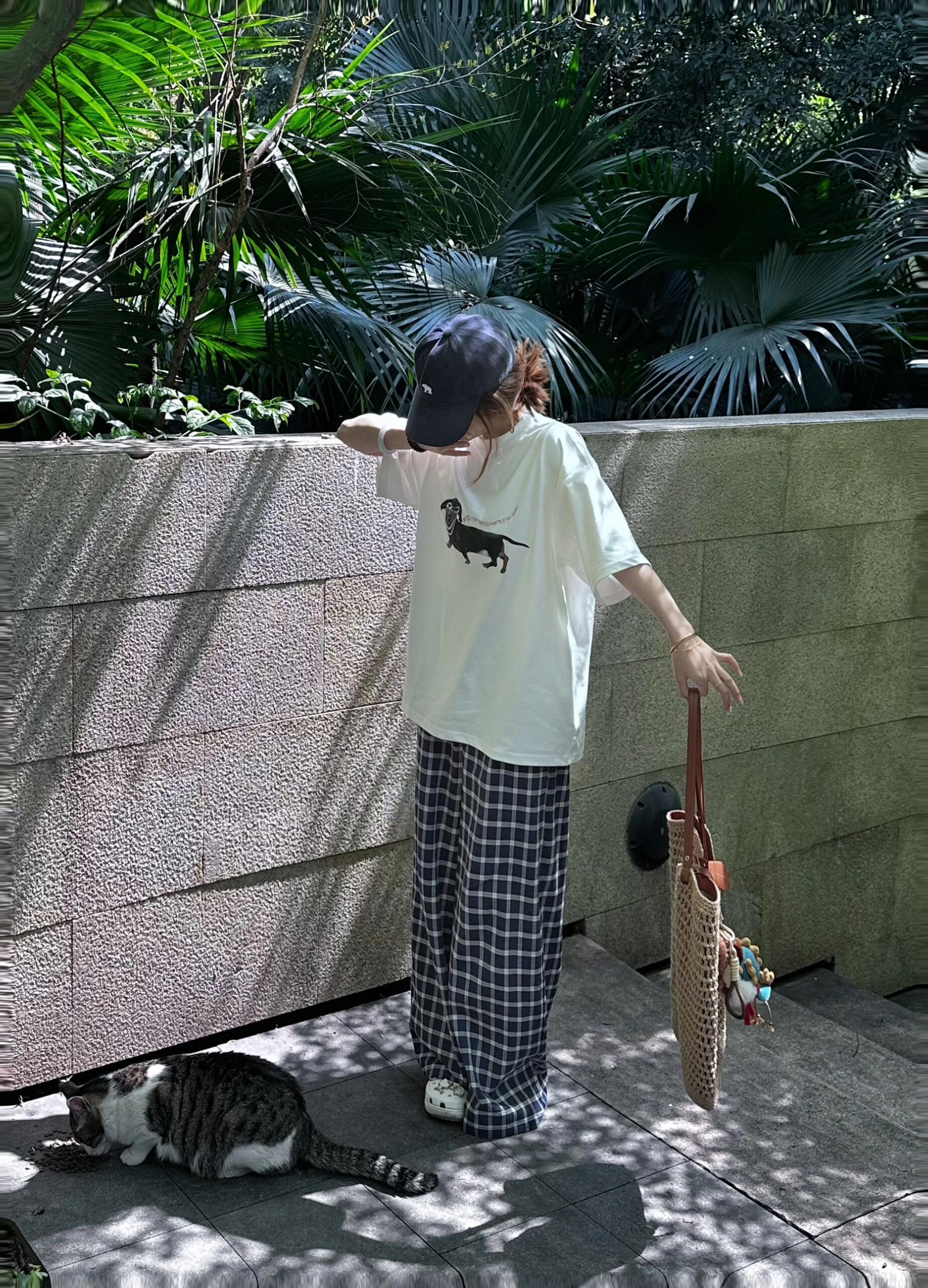 200g combed and tight spun in 2025, pure cotton back bag strip, spring and summer loose shoulder printed short-sleeved T-shirt