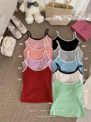 Real shot of 25-year new suspender vest for women sweet hot girls beautiful back contrasting color with chest pad top