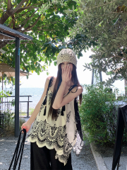 Real shot of summer retro contrasting color holiday style mandarin duck color combination multiple ways to wear irregular suspender tops