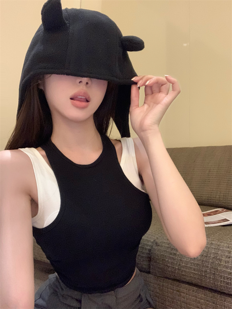 Real shot~Design-sensory color-blocking hollow suspender fake two-piece I-shaped sports yoga vest for women with breast pad