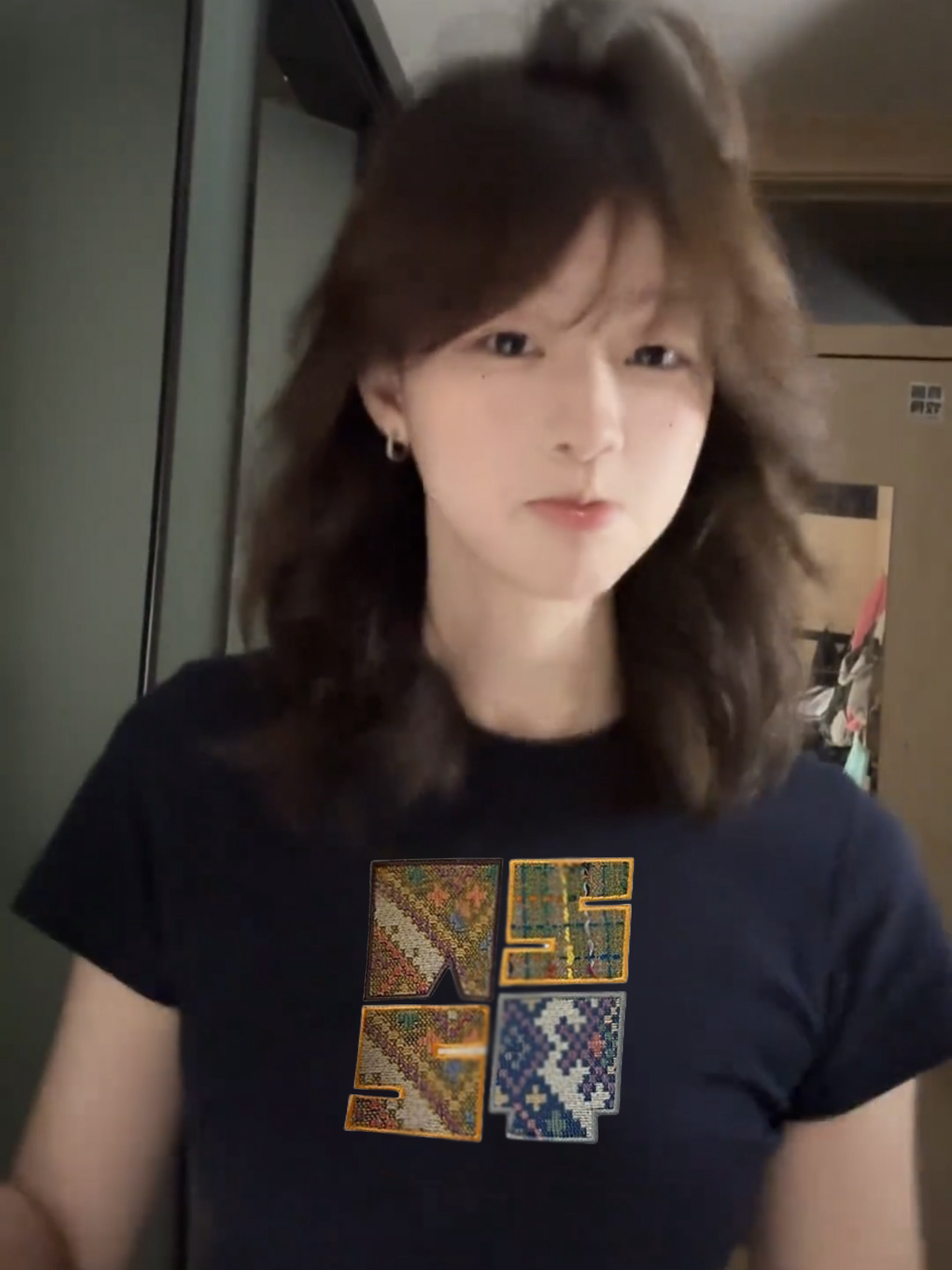 法式復古文藝刺繡短袖女獨特棕色花邊圓領正肩T恤甜妹風收腰短款