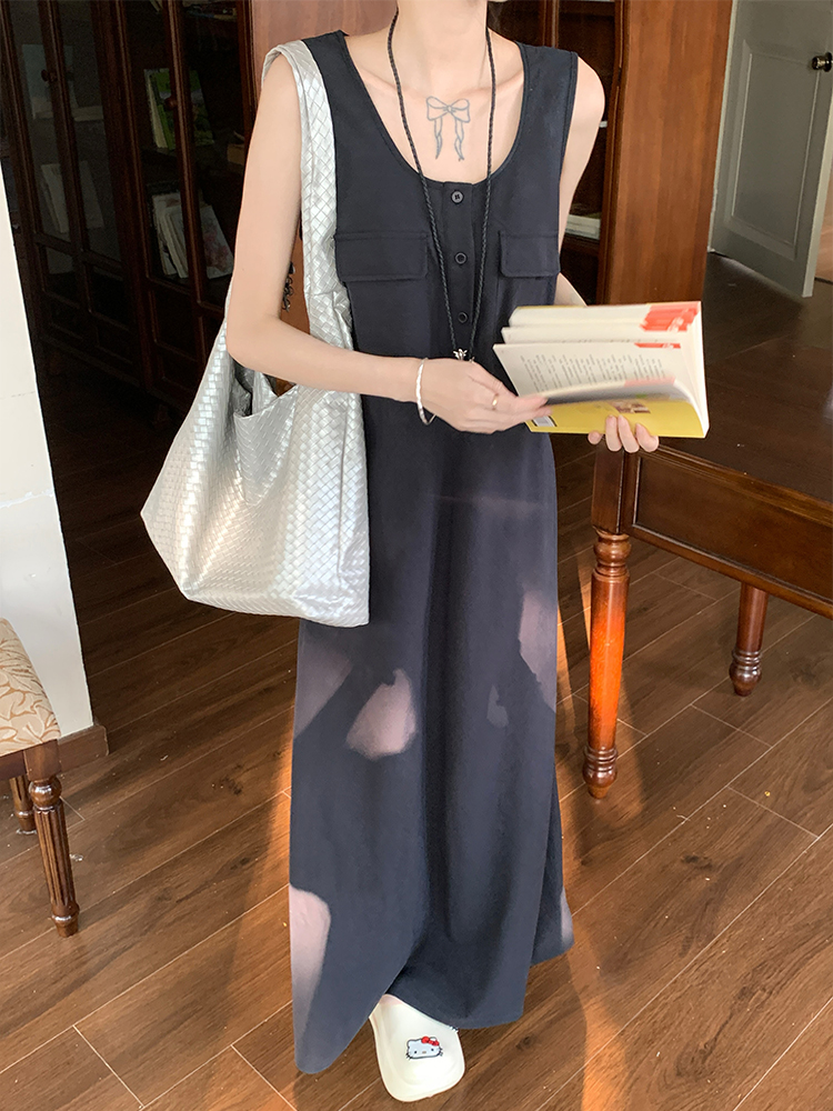 Real photos Endless holidays/very simple old Qian style sleeveless dress loose U-neck vest skirt