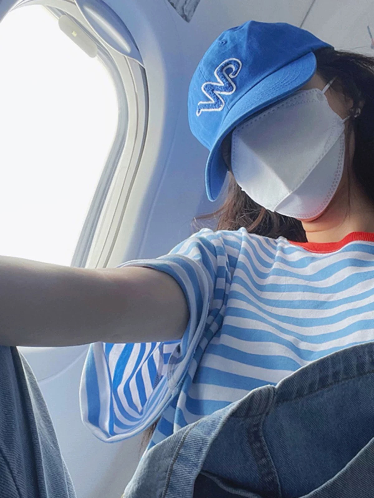 天貓質量藍白條紋短袖t恤女2025新款夏季潮牌寬鬆遮肚子上衣