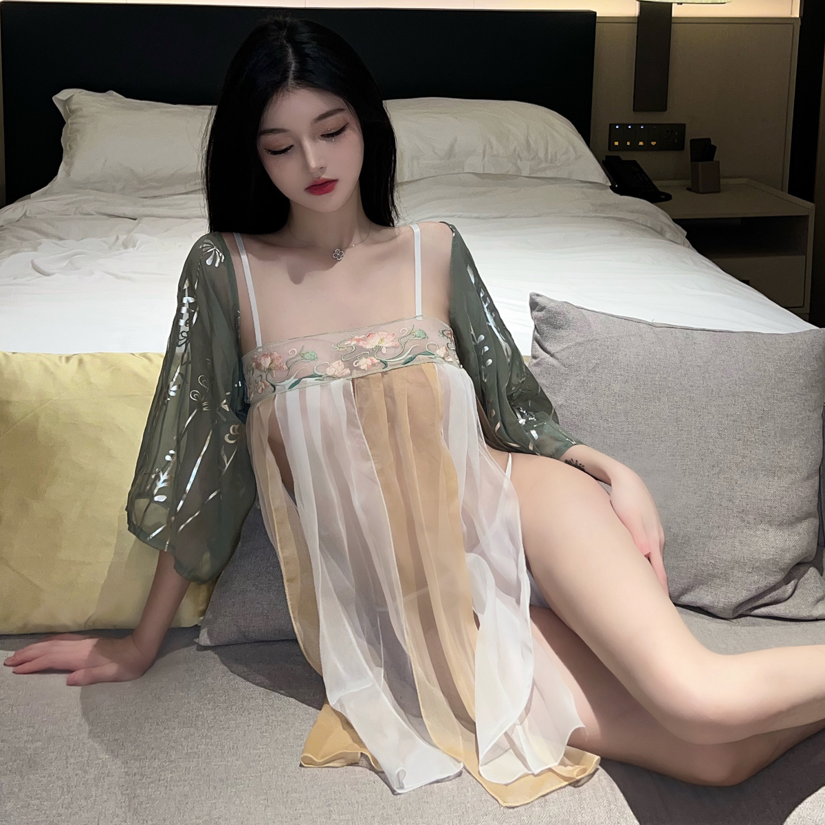 Intimate private Hanfu pajamas ethnic costume palace costume Japanese kimono nightgown honeymoon set