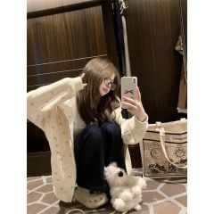 連帽碎花衛衣外套女裝新款秋季開衫拉鏈寬鬆學院風