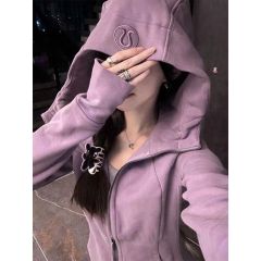 Thin pure cotton Jimo lulu Korean sweatshirt cardigan for women in autumn and winter slim slim versatile top trendy