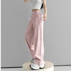 American sports pants for women in summer 2025 new high waist straight bow casual khaki quick-drying work pants