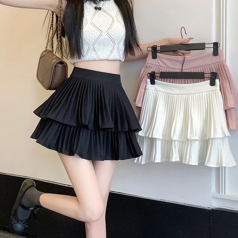 Original method: pleated ruffled skirt for women's high waist cake skirt A-line puffy skirt