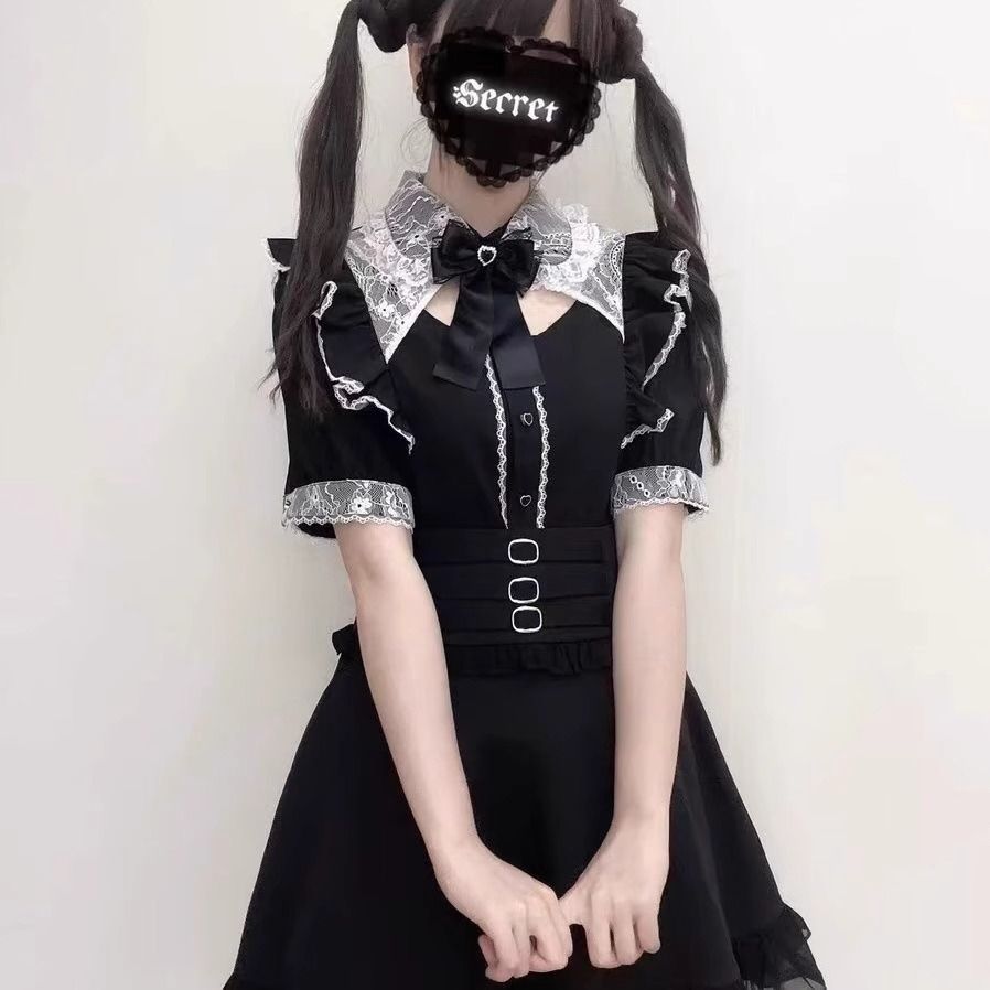 Sweetheart Encounter Dark Mines Massage-Produced Girls Three-Color Off-Shoulder Shirt + High-Wait Skirt Two-Piece Set