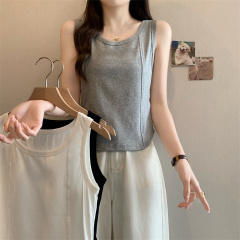 Suspender vest for women in spring and summer loose design niche outside sleeveless T-shirt inside base fish bone top trendy
