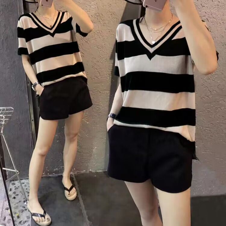 2025 summer fat mm hidden meat loose large-size short-sleeved T-shirt and shorts two-piece set