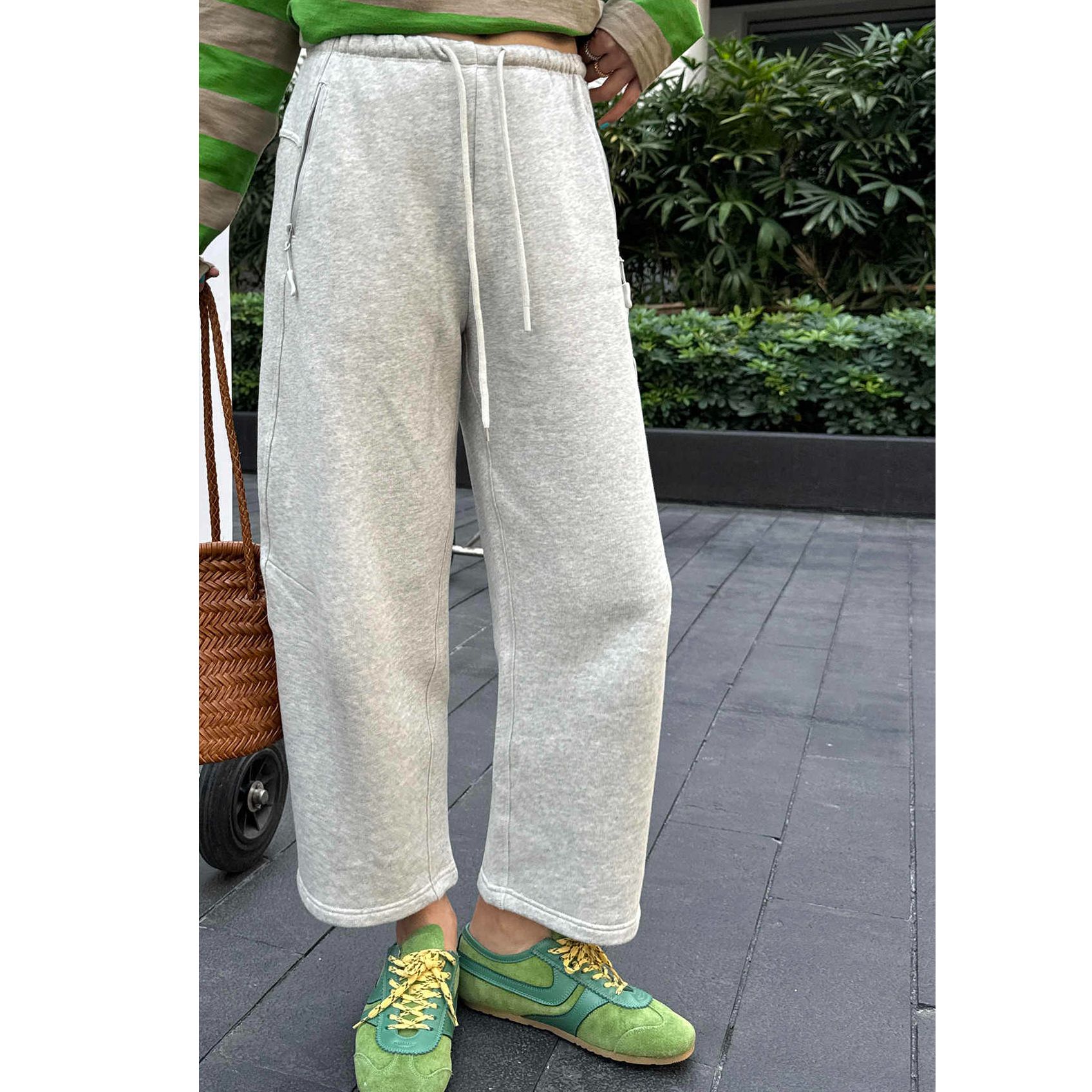 CVC large terry terry quality~ Spring and summer new style hoodies loose lazy sickle slim and casual straight cutlery trousers