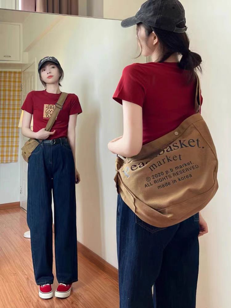 Vibe atmosphere burgundy pure cotton short-sleeved T-shirt for women in summer navel-exposed short shoulder millennial hot girl style top