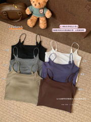 Real photo of 25-year-old hot girl sexy backless suspender vest with chest pads and slim-fitting beautiful back top