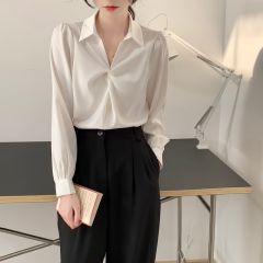 Korean style design niche 2025 spring and autumn new chiffon top commuter interview formal shirt for women