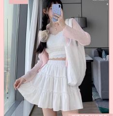 Ballet style white cake skirt for women in spring and autumn summer skirts, slim and small a-line skirt
