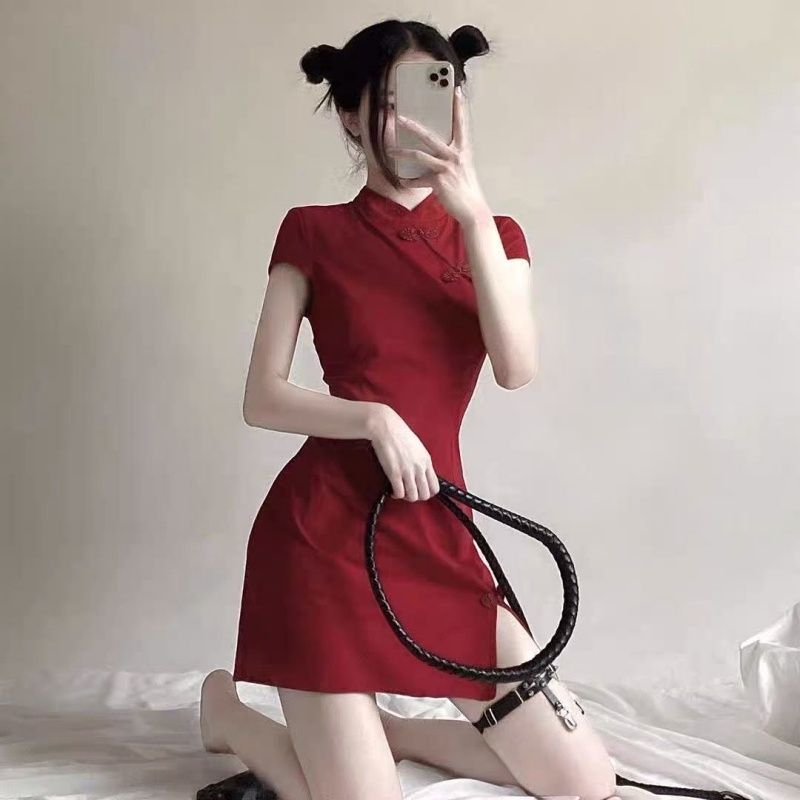 2025 new retro temperament young small short girl cheongsam modified dress for women