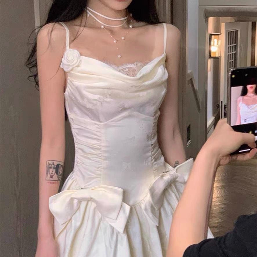 高級感提花連衣裙夏季2025新款公主風聚會party禮服花苞生日短裙