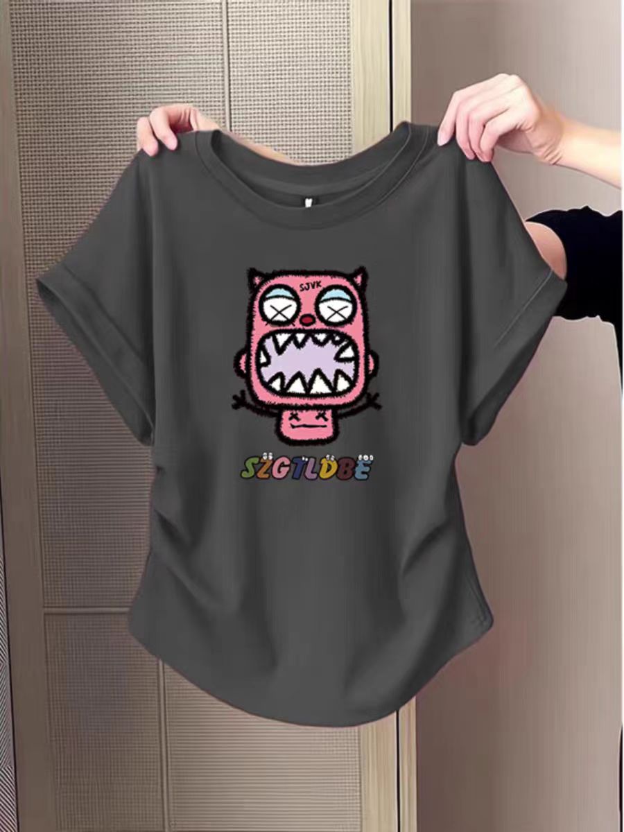 Pure cotton high elastic pleated waist small flying sleeve short sleeve T-shirt for women in summer new slim T-shirt top