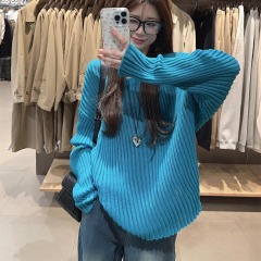 Lazy Style Lace Hollow Out Asymmetric Shoulder Long Sleeve Knit Sweater Covering Top Women's Spring Loose Casual Slimming Chic Off-Shoulder Top 