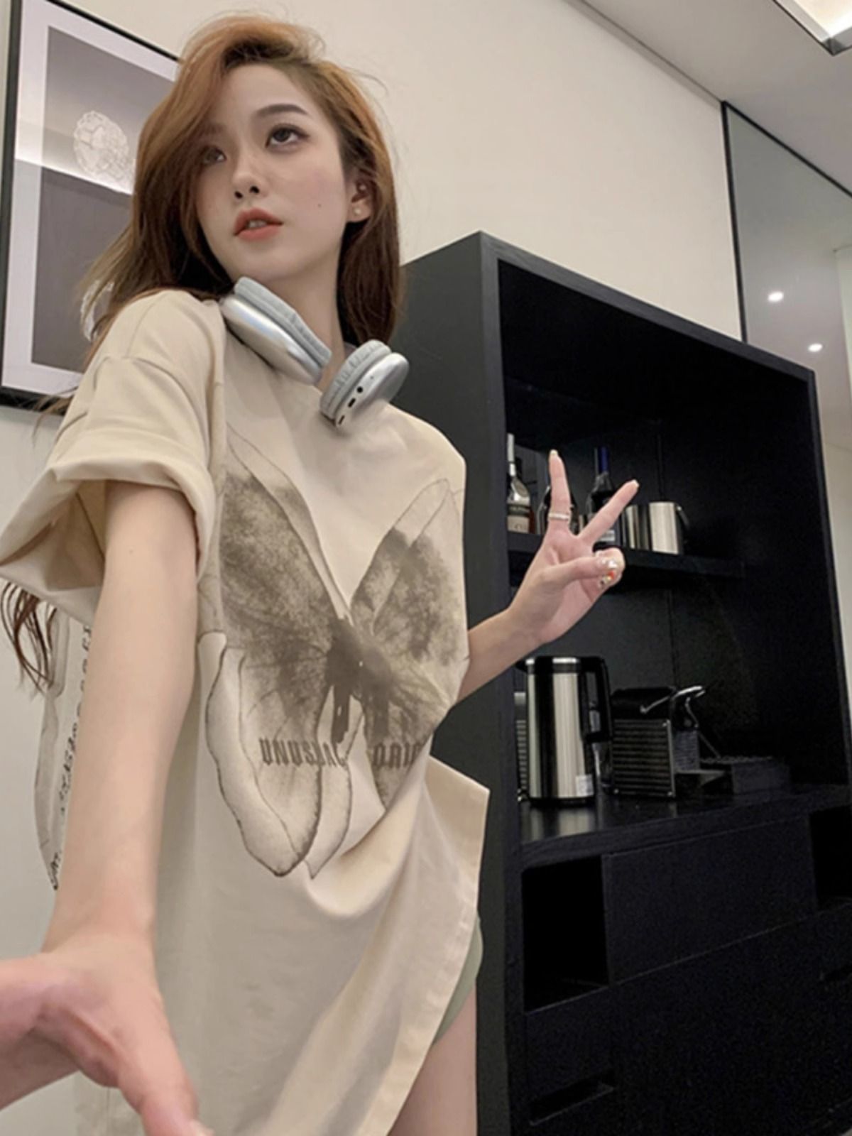 200g pure cotton 2025 new summer large size loose mid-length dress fat mm short-sleeved T-shirt skirt for women