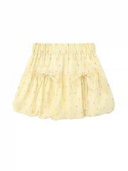 Original style, large quantity, cost-effective ~ Colorful polka dot bud skirt A-line bow design semi-skirt short skirt