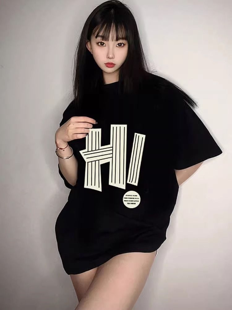 200g pure cotton 2025 new summer large size loose mid-length dress fat mm short-sleeved T-shirt skirt for women