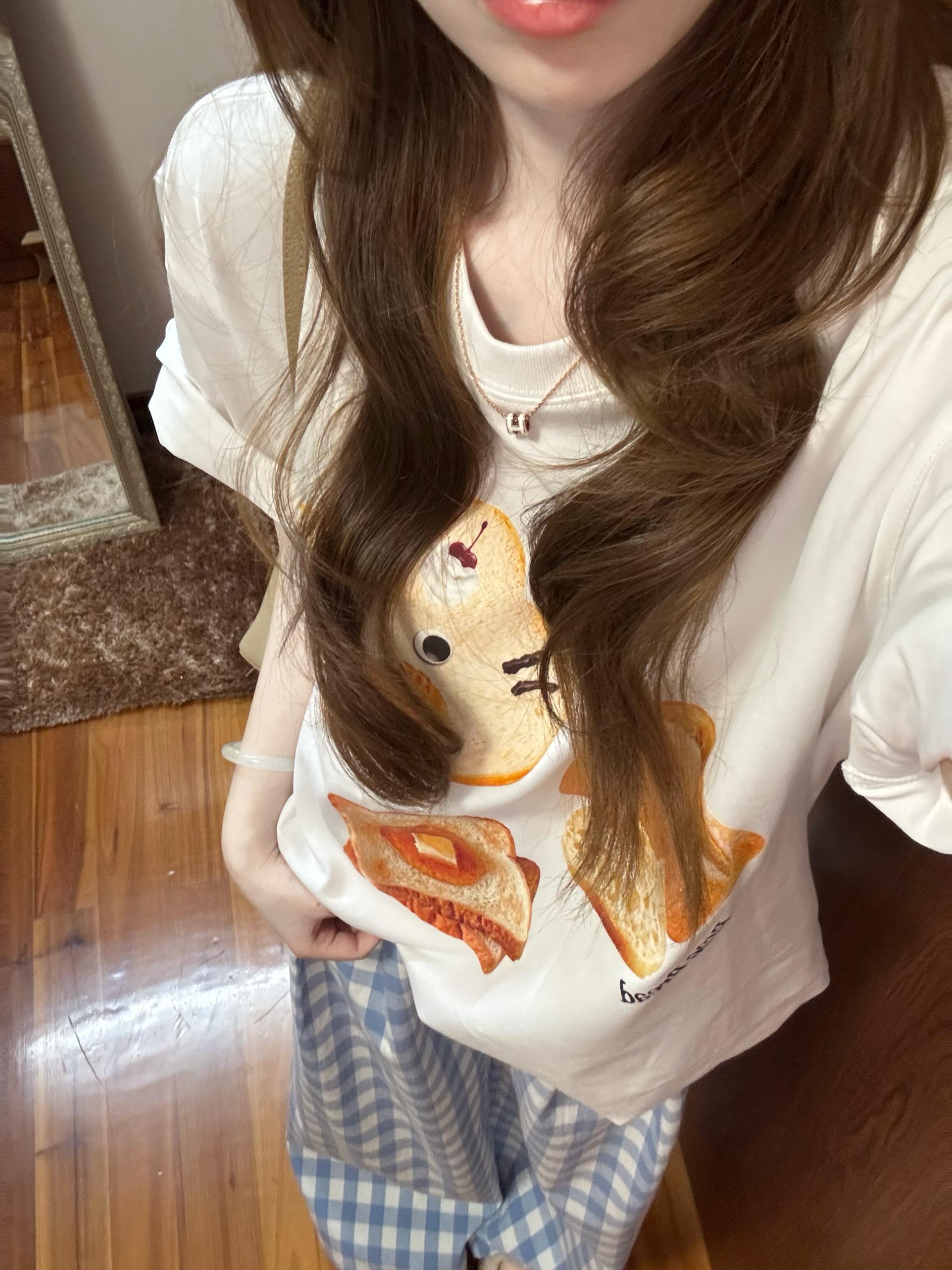 200g combed and tight spun in 2025, pure cotton back bag strip, spring and summer loose shoulder printed short-sleeved T-shirt