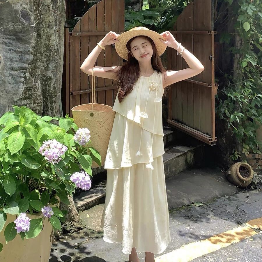 ins茉莉2025夏季新款小個子溫柔新款旅遊甜美氣質長裙連衣裙女潮