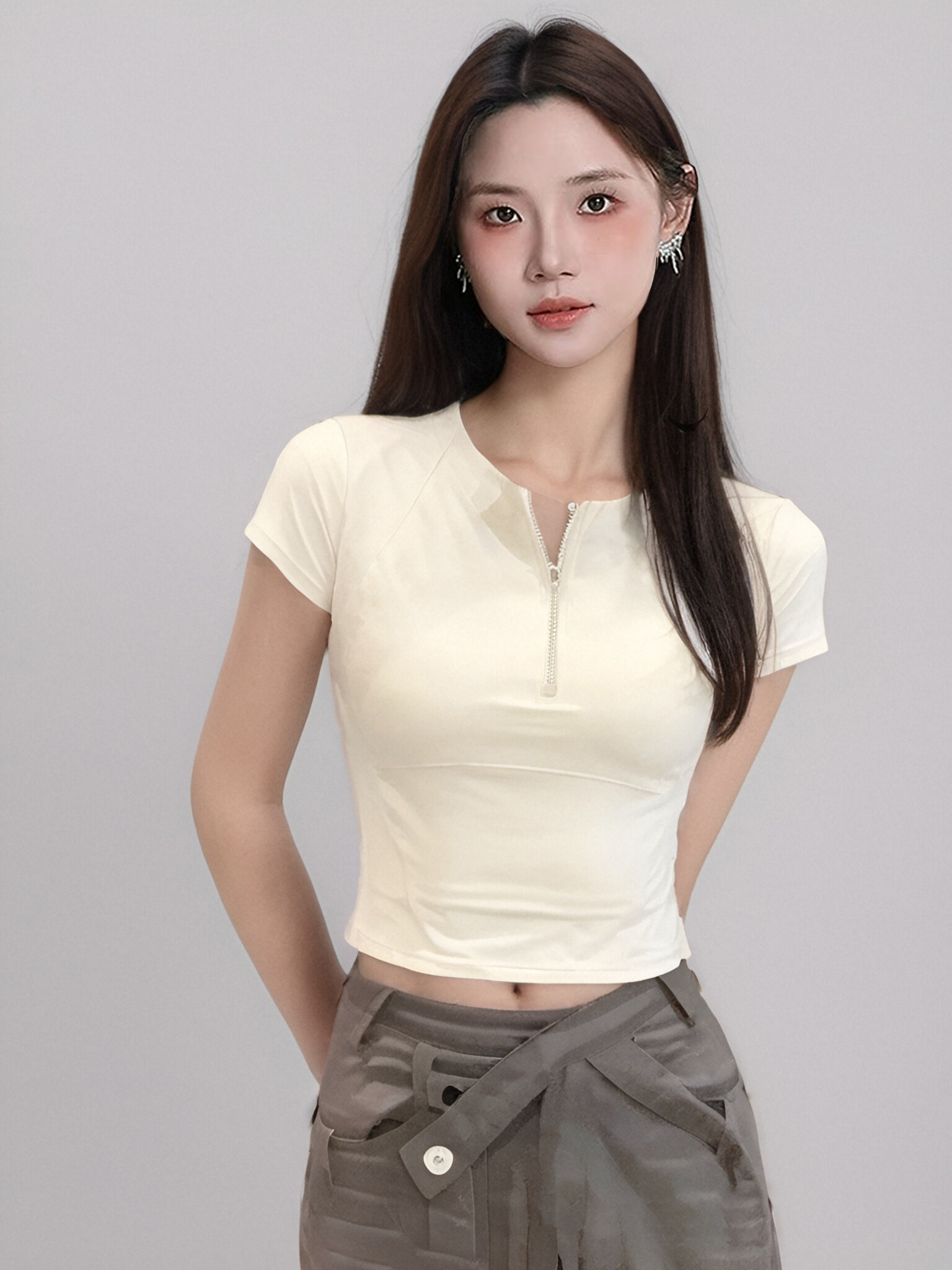 Cotton air layer short-sleeved T-shirt for women in summer sweet and cool fish bone sports yoga suit