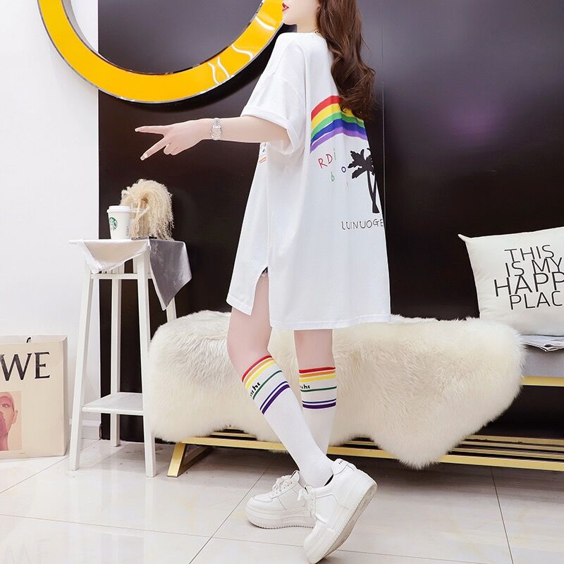 3011# quality/closely fixed-spin pure cotton/rear collar/medium-length V-neck short-sleeved T-shirt for women