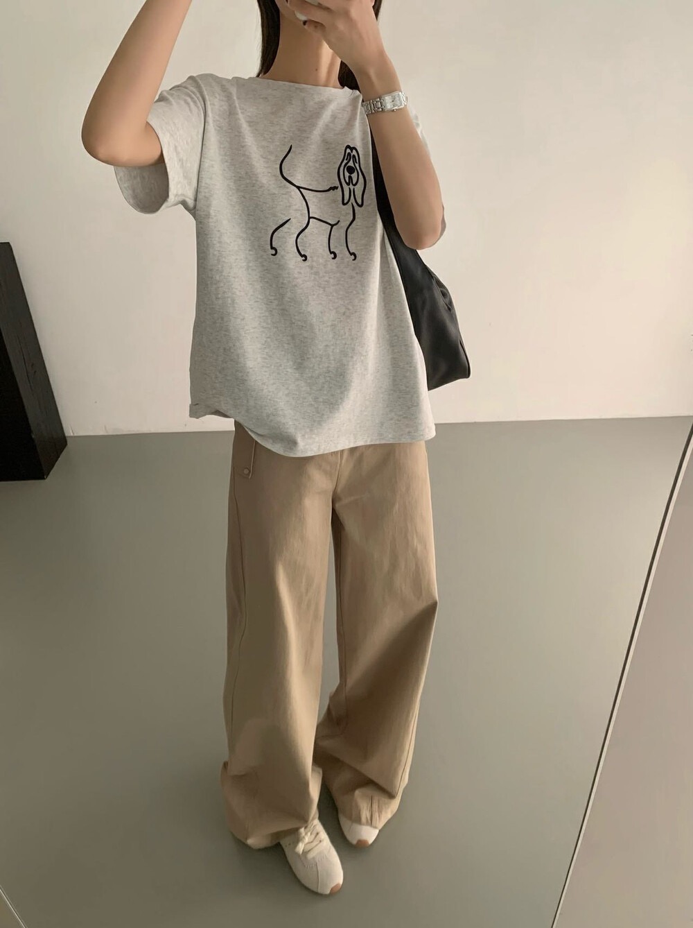 200g combed and tight spun in 2025, pure cotton back bag strip, spring and summer loose shoulder printed short-sleeved T-shirt