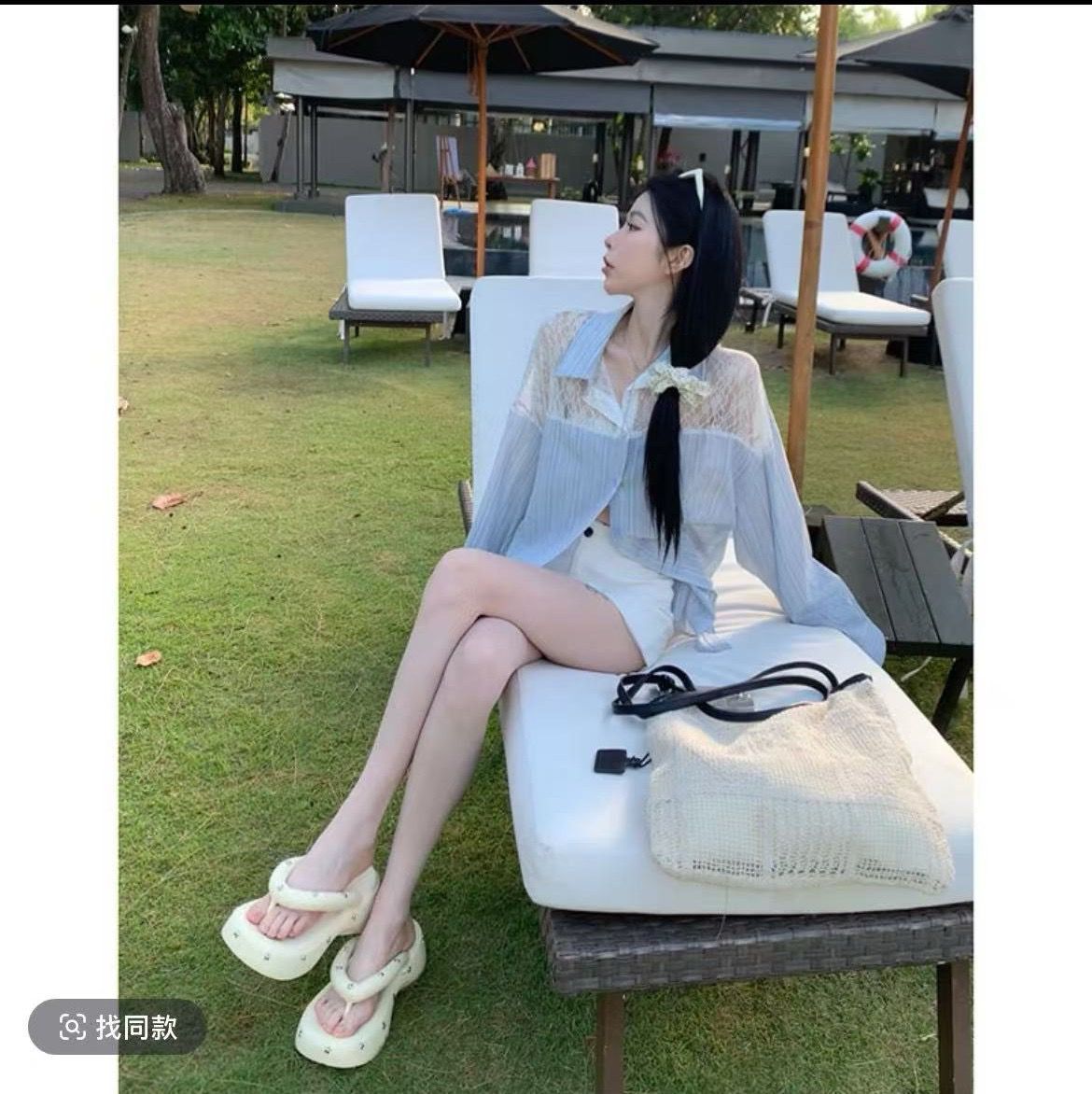 Summer thin lace spliced ​​hollow shirt jacket for women loose casual contrast striped top