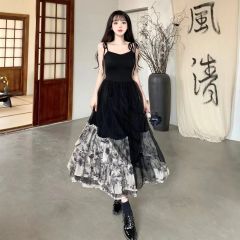 2025 new summer new rose secret temperament slim suspender waist-hugging dress high-end dress women's
