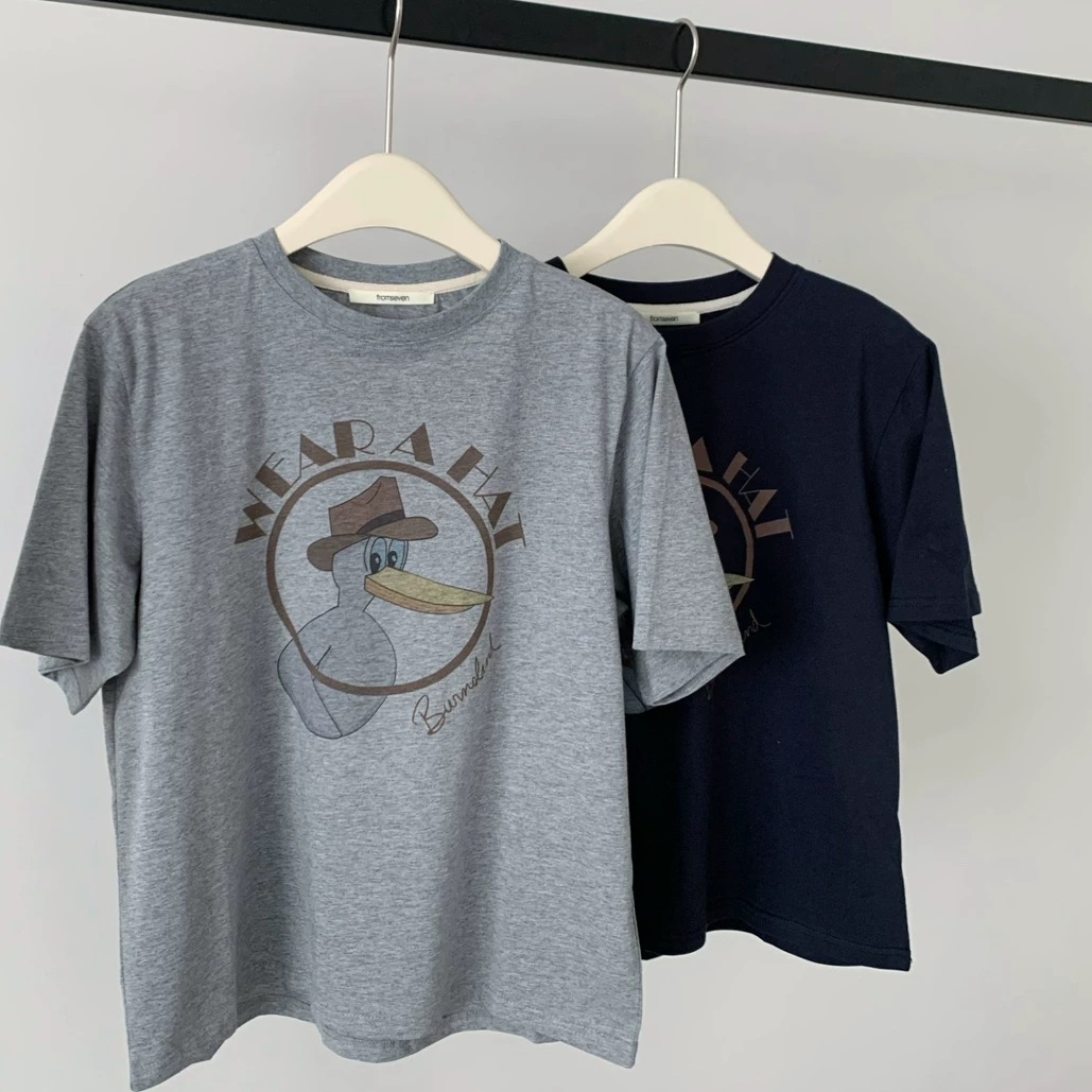 200g combed and tight spun in 2025, pure cotton back bag strip, spring and summer loose shoulder printed short-sleeved T-shirt