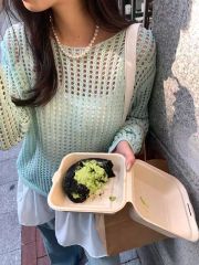 韓國東大門氛圍感鏤空針織女春季氣質通勤百搭寬鬆圓領長袖打底衫