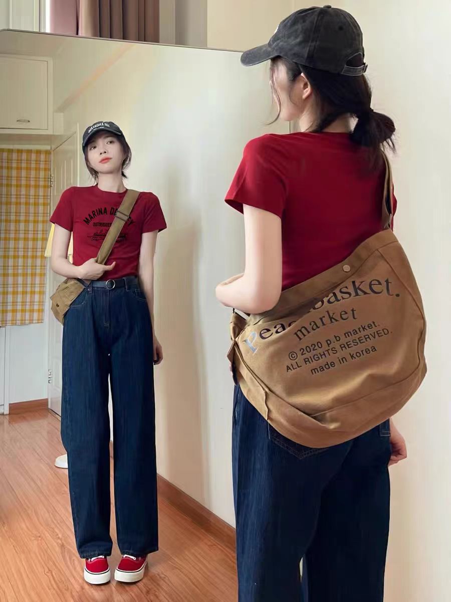 Vibe atmosphere burgundy pure cotton short-sleeved T-shirt for women in summer navel-exposed short shoulder millennial hot girl style top