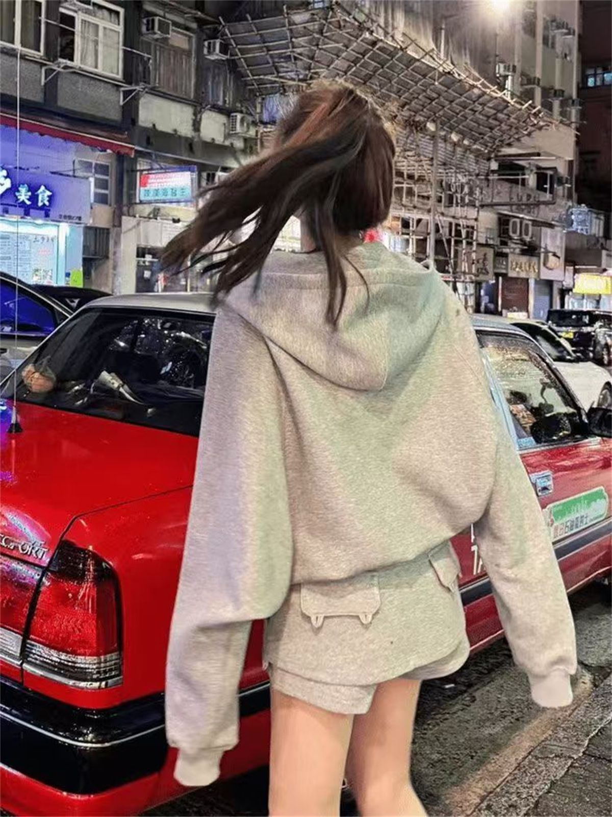 2025 new fashionable lazy style casual hooded sweatshirt high waist skirt casual two-piece suit