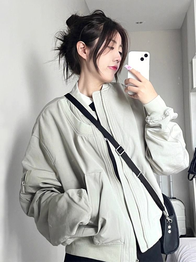 美式復古chic早春外套女2025新款飛行員夾克設計感小眾春秋棒球服