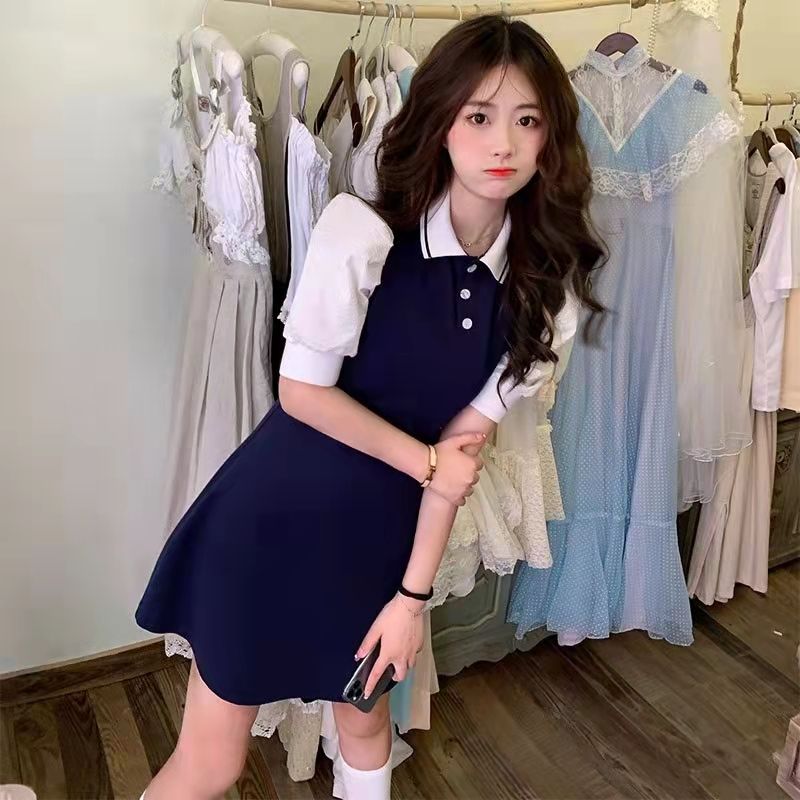 洋氣減齡Polo裙女2025新款夏季港味復古chic學院風收腰顯瘦連衣裙
