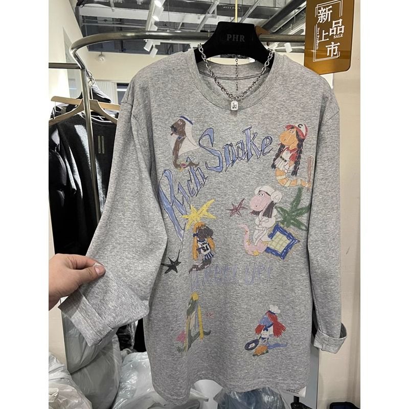 特大碼300斤歐貨高端早春新款圓領百搭卡通字母打底衫T恤女上衣潮